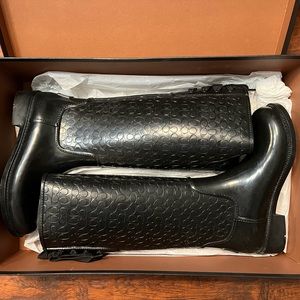 Coach black rain boots
